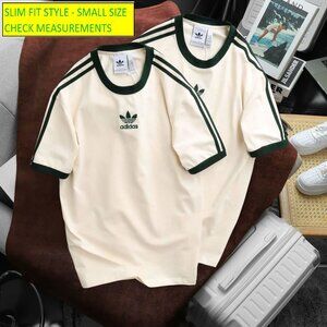 Adidas Classics Original 3 Stripes Tee Shirt Trefoil Retro Men Slim Fit